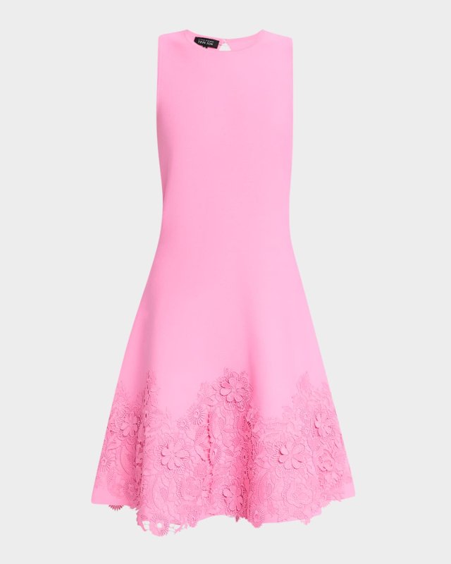Sleeveless Lace-Trim Knit Dress